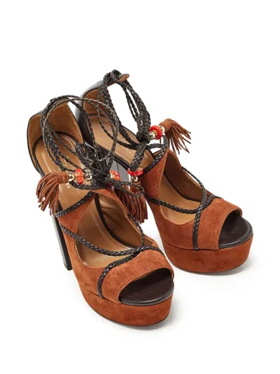 Pre-owned Aquazzura  140mm Tassel-embellished Sandals