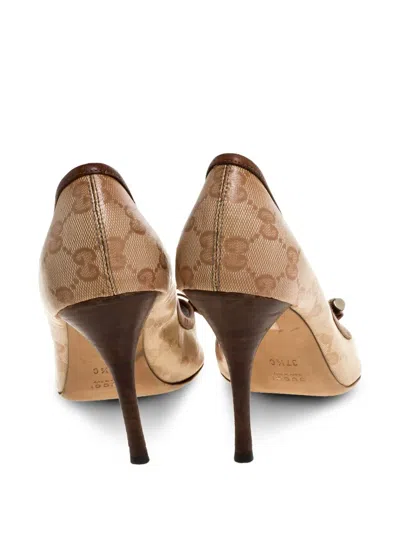 Pre-owned Gucci 95mm Gg Canvas Pumps
