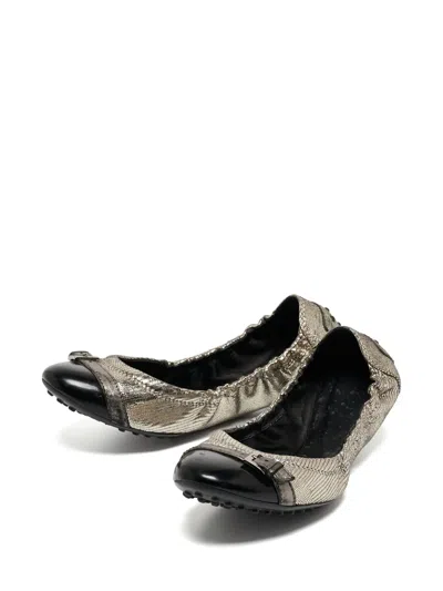 Pre-owned Tod's Vintage Metallic-finish Ballet Flats