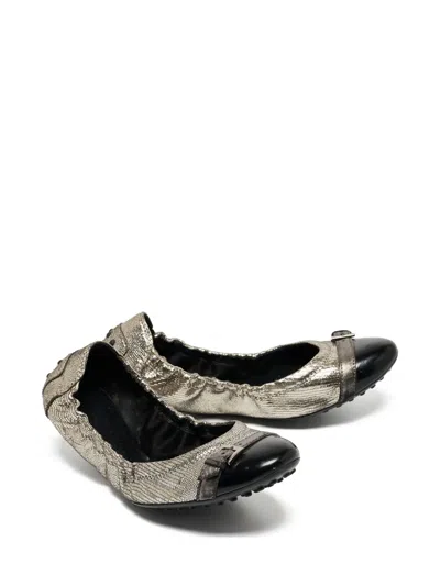 Pre-owned Tod's Vintage Metallic-finish Ballet Flats