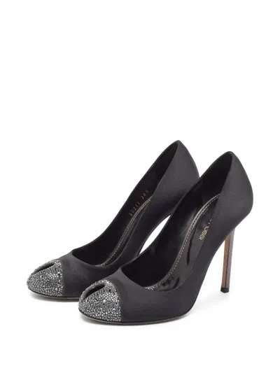 Pre-owned Sergio Rossi Vintage 110mm Satin Pumps In Black