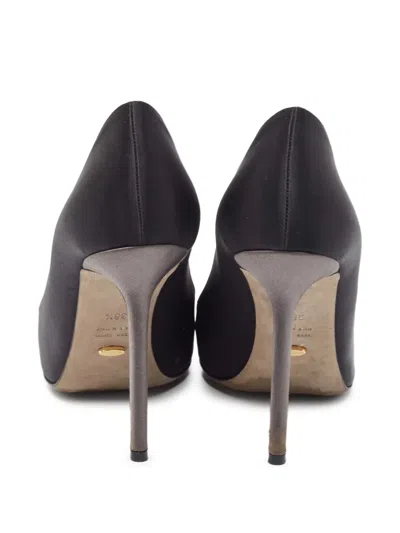 Pre-owned Sergio Rossi Vintage 110mm Satin Pumps In Black