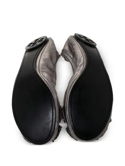 Pre-owned Tory Burch  Beaded-bow Ballet Flats