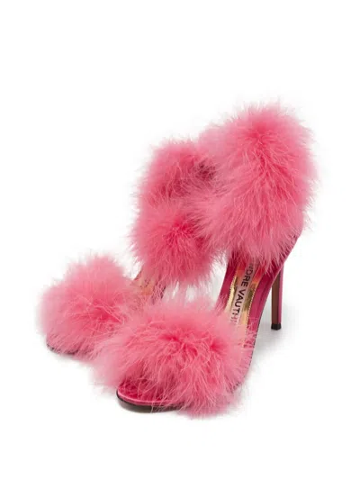 Pre-owned Alexandre Vauthier Feather-embellished Stiletto Sandals