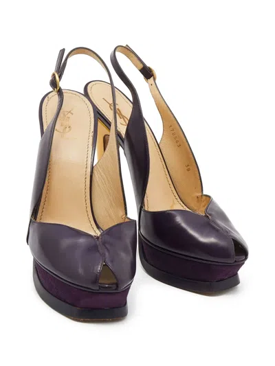 Pre-owned Saint Laurent 170mm Peep-toe Slingback Sandals