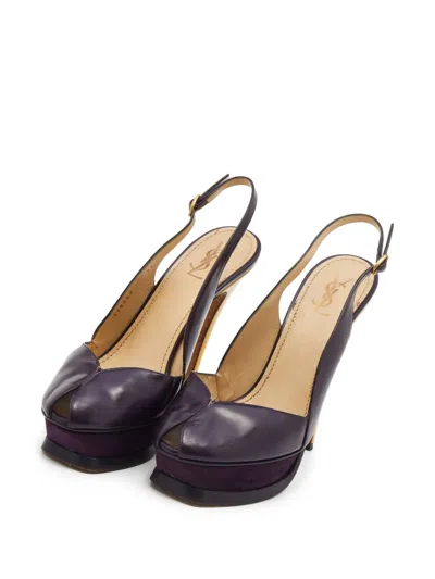 Pre-owned Saint Laurent 170mm Peep-toe Slingback Sandals