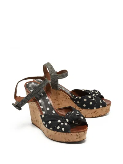 Pre-owned Dolce & Gabbana 110mm Polka-dot Wedge Sandals