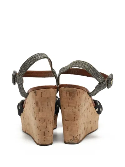 Pre-owned Dolce & Gabbana 110mm Polka-dot Wedge Sandals