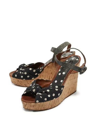 Pre-owned Dolce & Gabbana 110mm Polka-dot Wedge Sandals