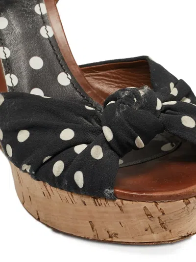 Pre-owned Dolce & Gabbana 110mm Polka-dot Wedge Sandals