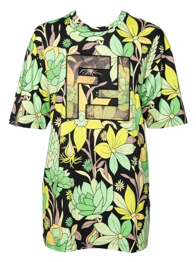Pre-owned Fendi Floral-print T-shirt