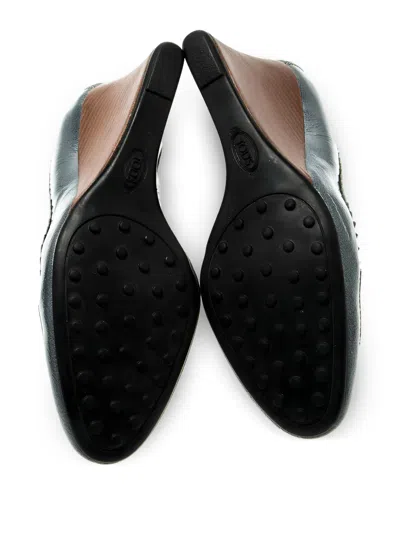 Pre-owned Tod's Vintage 90mm Leather Loafer Pumps In Blue
