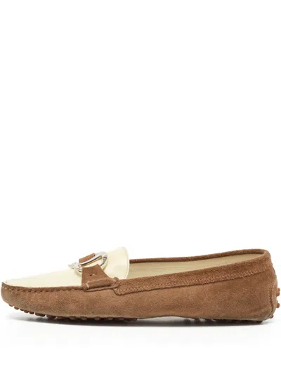 Pre-owned Tod's Vintage Two-tone Slip-on Loafers In Brown