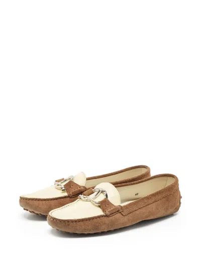 Pre-owned Tod's Vintage Two-tone Slip-on Loafers In Brown
