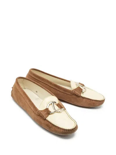 Pre-owned Tod's Vintage Two-tone Slip-on Loafers In Brown