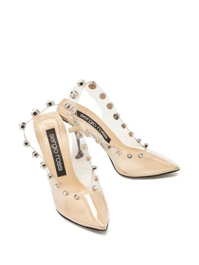 Pre-owned Sergio Rossi Vintage Clear Lucite Pointed-toe Heels In Neutral
