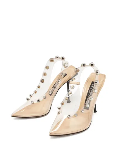 Pre-owned Sergio Rossi Vintage Clear Lucite Pointed-toe Heels In Neutral