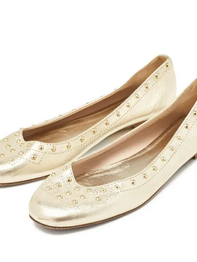 Pre-owned Tod's Vintage Studded Metallic Ballet Flats In Gold