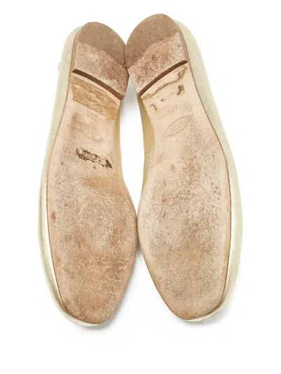 Pre-owned Tod's Vintage Studded Metallic Ballet Flats In Gold