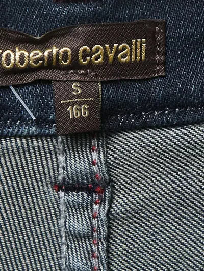 Pre-owned Roberto Cavalli Vintage Distressed Straight-leg Jeans
