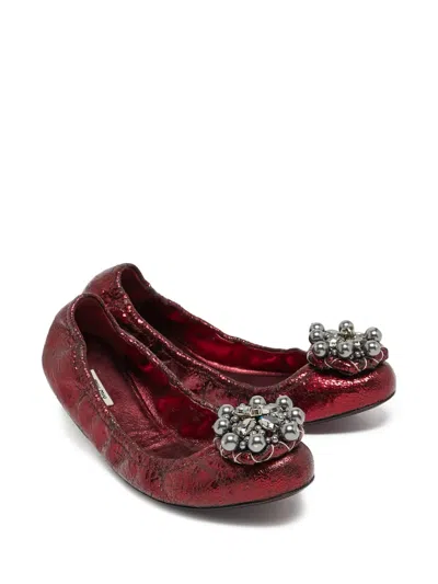 Pre-owned Miu Miu Scrunch Ballet Flats