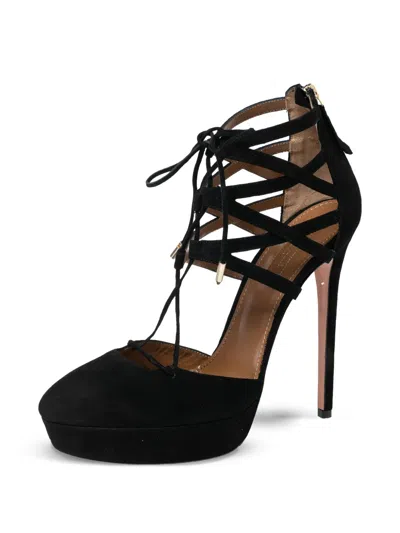Pre-owned Aquazzura  140mm Belgravia Strappy Lace-up Platform Pumps