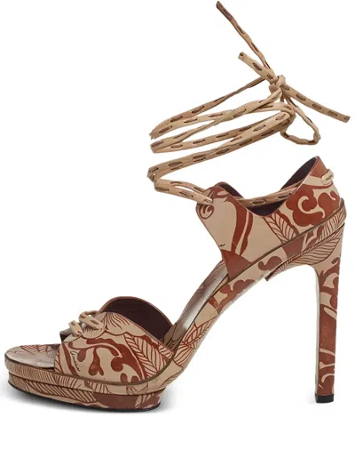 Pre-owned Gucci 110mm Floral-print Sandals