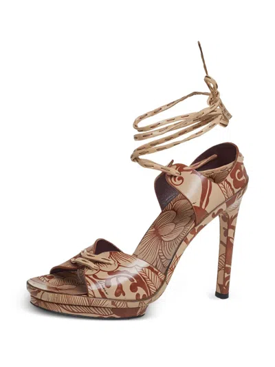 Pre-owned Gucci 110mm Floral-print Sandals