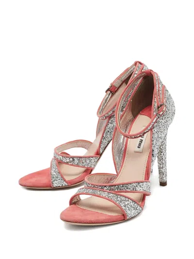 Pre-owned Miu Miu Glitter-embellished Stiletto Sandals