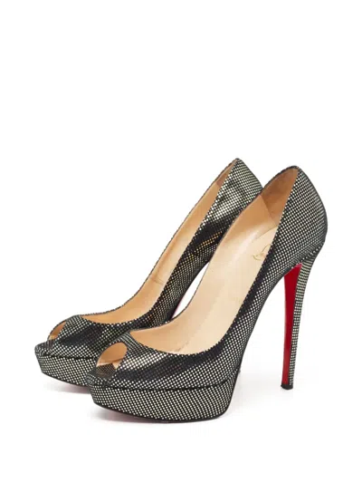 Pre-owned Christian Louboutin 150mm Embellished Peep-toe Pumps