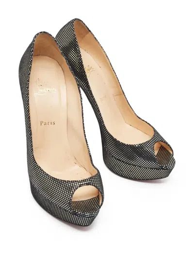 Pre-owned Christian Louboutin 150mm Embellished Peep-toe Pumps
