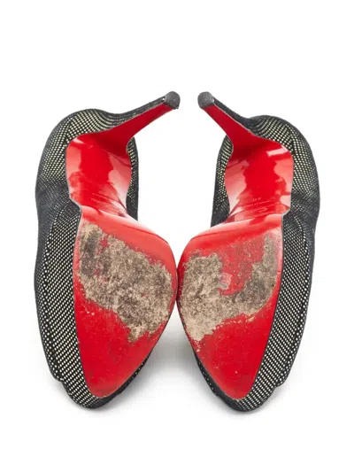 Pre-owned Christian Louboutin 150mm Embellished Peep-toe Pumps