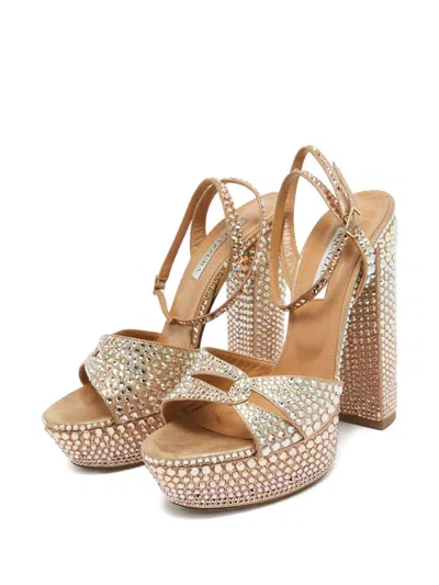 Pre-owned Aquazzura  150mm Crystal-embellished Platform Sandals