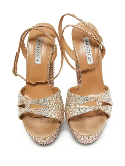 Pre-owned Aquazzura  150mm Crystal-embellished Platform Sandals