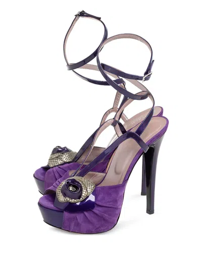 Pre-owned Versace 140mm Ruffled Platform Sandals