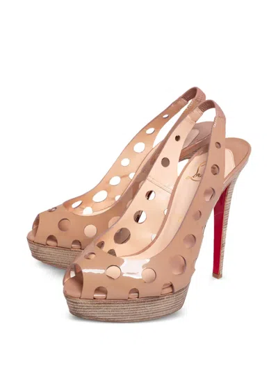 Pre-owned Christian Louboutin 130mm Perforated Peep-toe Pumps