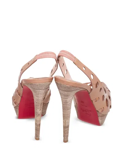 Pre-owned Christian Louboutin 130mm Perforated Peep-toe Pumps