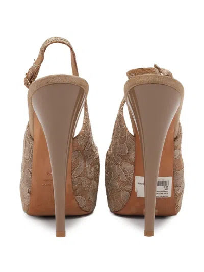 Pre-owned Giuseppe Zanotti Vintage  145mm Lace-embroidered Slingback Pumps