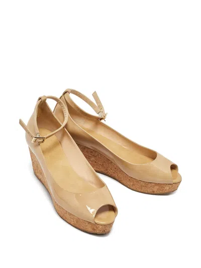 Pre-owned Jimmy Choo 75mm Patent-finish Wedge Pumps