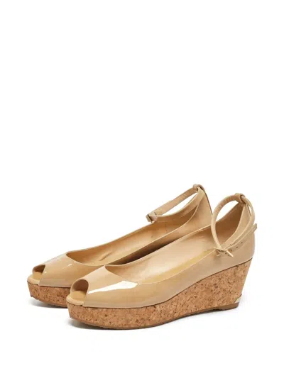Pre-owned Jimmy Choo 75mm Patent-finish Wedge Pumps