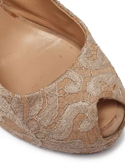Pre-owned Giuseppe Zanotti Vintage  145mm Lace-embroidered Slingback Pumps