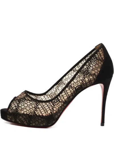 Pre-owned Christian Louboutin 95mm Lace-detailed Pumps