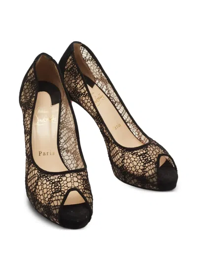 Pre-owned Christian Louboutin 95mm Lace-detailed Pumps