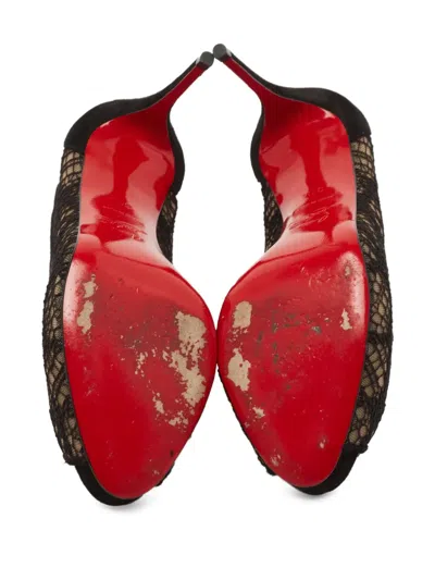 Pre-owned Christian Louboutin 95mm Lace-detailed Pumps