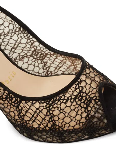 Pre-owned Christian Louboutin 95mm Lace-detailed Pumps