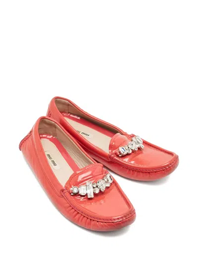 Pre-owned Miu Miu Embellished Loafers