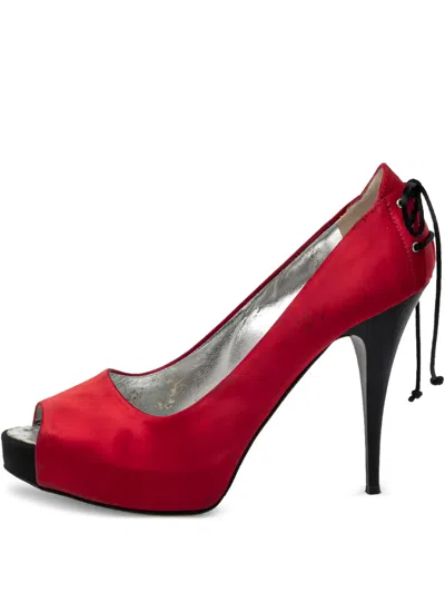 Pre-owned Giuseppe Zanotti Vintage  110mm Satin Pumps In Red