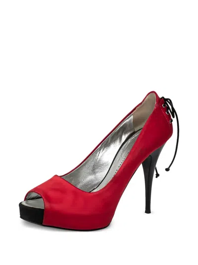 Pre-owned Giuseppe Zanotti Vintage  110mm Satin Pumps In Red