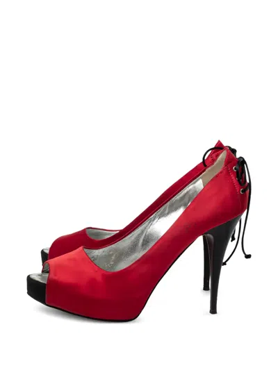 Pre-owned Giuseppe Zanotti Vintage  110mm Satin Pumps In Red