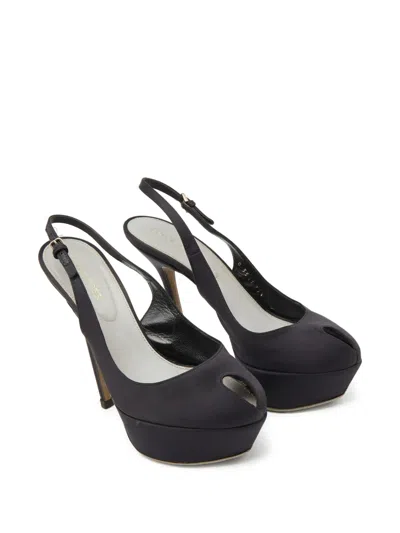 Pre-owned Sergio Rossi Vintage  120mm Satin Pumps In Black